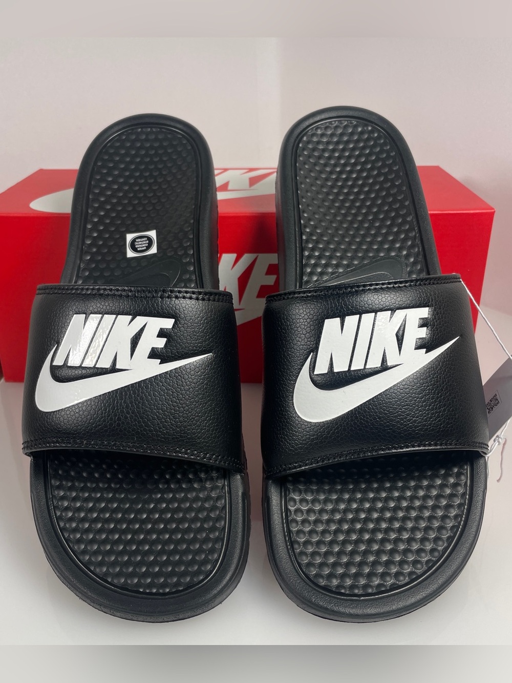 Nike Benassi Slide Sandals Black Men's US 13 Comfort Logo 343880-090
